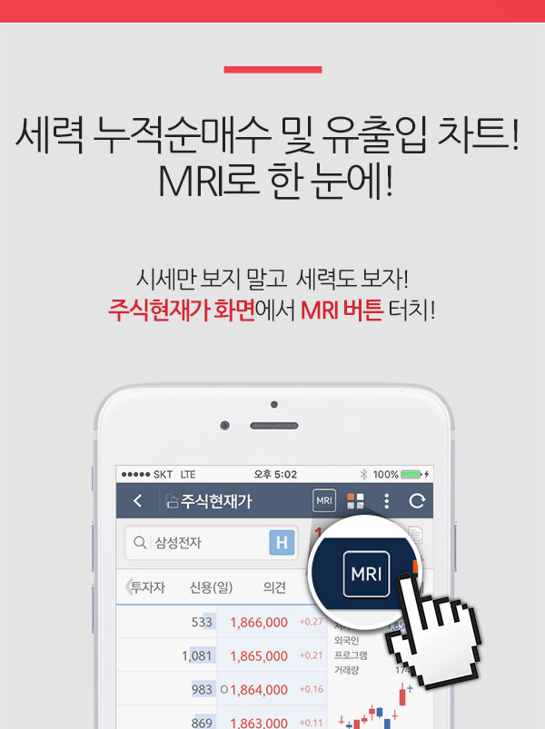 세력 누적순매수 및 유출입 차트! MRI로 한 눈에!